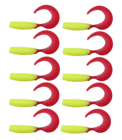 Zestaw twisterów RELAX na okonia 4cm 10szt SILK RED 