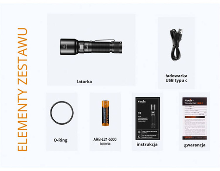 Mocna latarka Fenix C7 orange 3000lm 