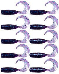 Zestaw twisterów RELAX 4cm 10szt vr1-ts165 Electric Blue-Blue Glitter