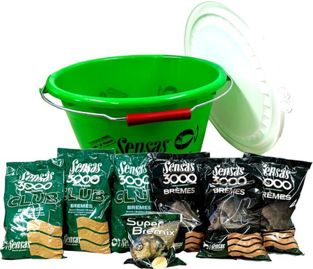 Zestaw zanęta zawodnicza SENSAS Bremes 6kg, atraktor SUPER BREMIX + wiadro 15l LESZCZ