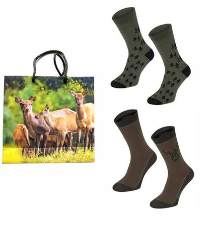 Prezent dla myśliwego - prezent dla DIANY -  skarpety Jeleń i Dzik