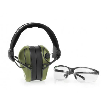 Ochronniki słuchu aktywne RealHunter Active PRO orange. + okulary