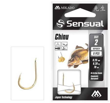 Haczyki z przyponem MIKADO CHINU G nr 8 0,18mm 8szt