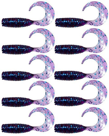 Zestaw twisterów RELAX 4cm 10szt vr1-ts165 Electric Blue-Blue Glitter