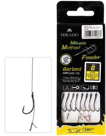 Haczyki wędkarskie MIKADO Method Feeder z włosem 10cm