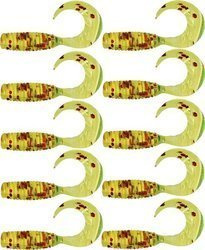 Zestaw twisterów RELAX 4cm 10szt vr1-ts337 Chartreuse-Red Glitter