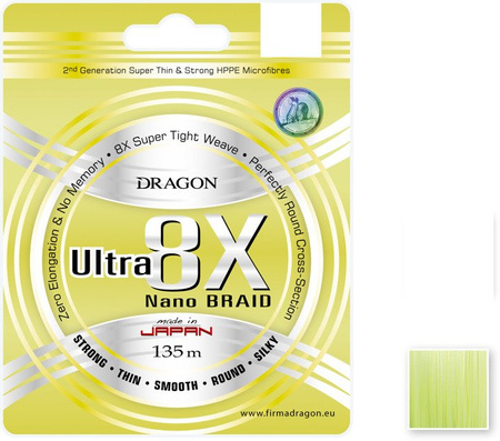 Plecionka DRAGON Ultra 8X Nano zielona fluo 135m