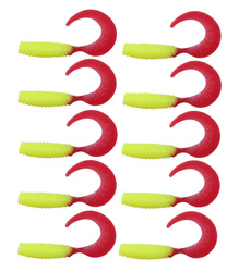 Zestaw twisterów RELAX na okonia 4cm 10szt SILK RED 