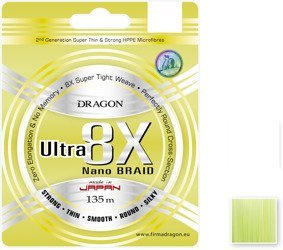 Plecionka DRAGON Ultra 8X Nano zielona fluo 135m