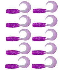 Zestaw twisterów RELAX 4cm 10szt vr1-ts046 transparent purple holo glitter